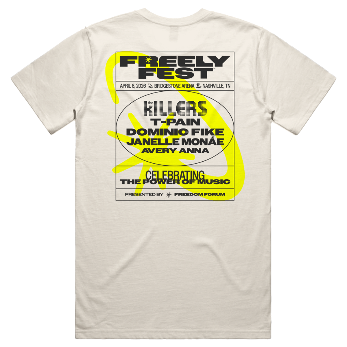 Freely Fest Lineup T-Shirt - Natural