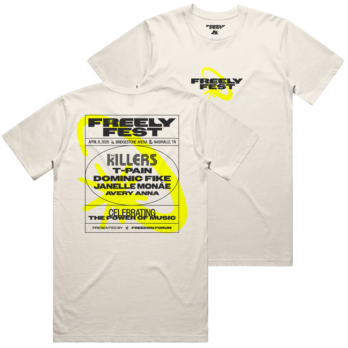 Freely Fest Lineup T-Shirt - Natural