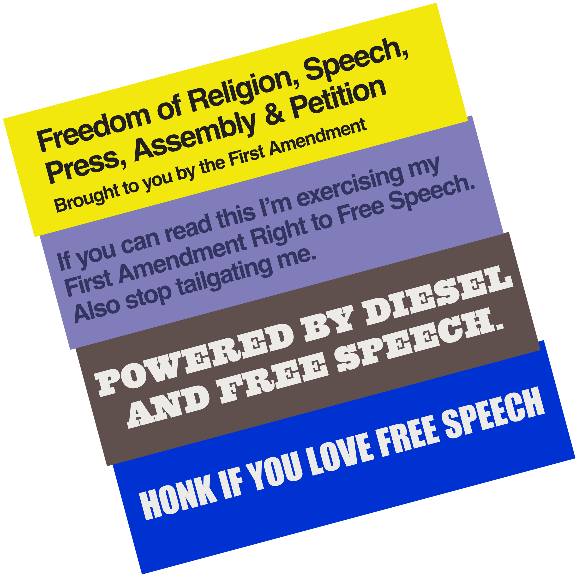 Free Speech Bumper Stickers (Set of 4)
