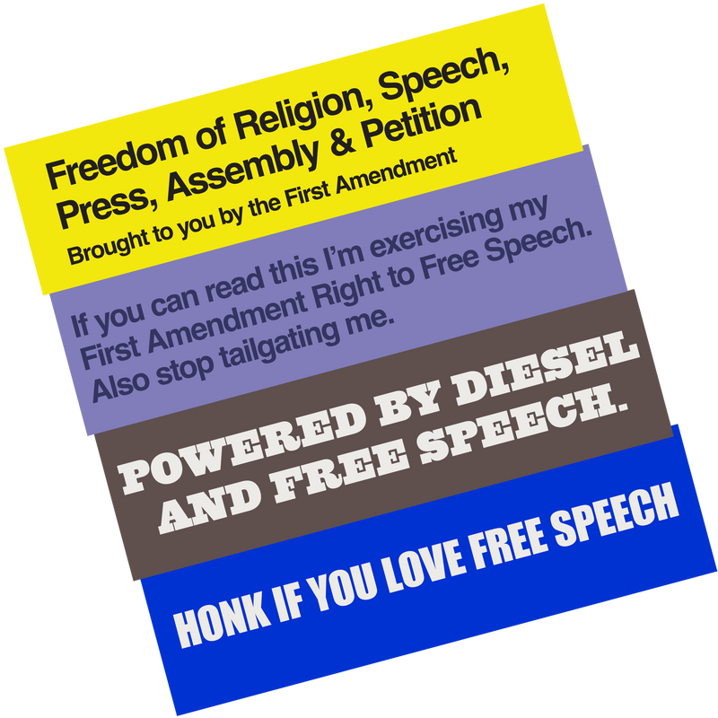 Free Speech Bumper Stickers (Set of 4)